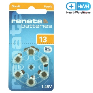 ถ่านใส่เครื่องช่วยฟัง ถ่านกระดุม ( 6 ก้อน ) Renata Batteries ZA13 1.45V Button Battery Hearing Aid