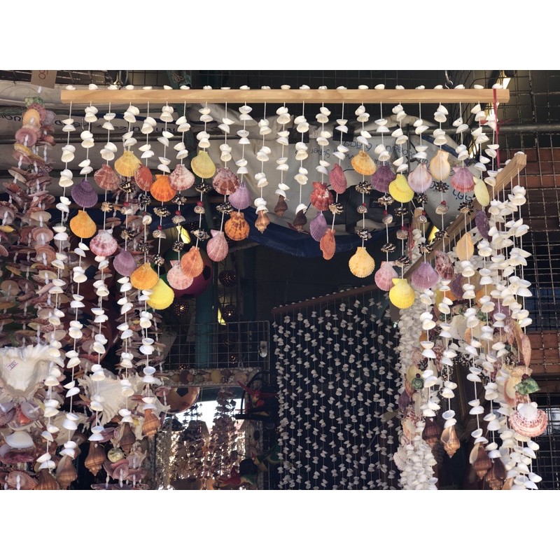 ม่านประตูเปลือกหอย โมบายเปลือกหอยสีธรรมชาติ แบบสั้น - รูปที่ 2