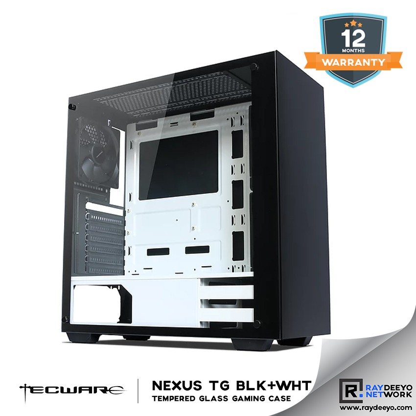 Tecware NEXUS TG BLACK &amp; WHITE เคสกระจกนิรภัย สําหรับเล่นเกม [ATX, Matx, Mini-ITX]