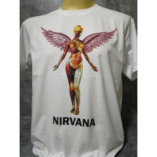 เสื้อวงนำเข้า Nirvana In Utero Angel Kurt Cobain Dave Grohl Foo Fighters Grunge Alternative Rock Style Vintage T-Shirt