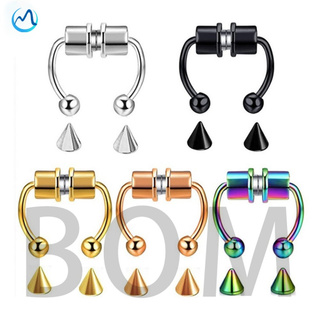 จิวจมูกแหวนสแตนเลสแม่เหล็กเจาะจมูก แหวนจมูกสแตนเลสแม่เหล็ก / หลากสี nose ring magnetic