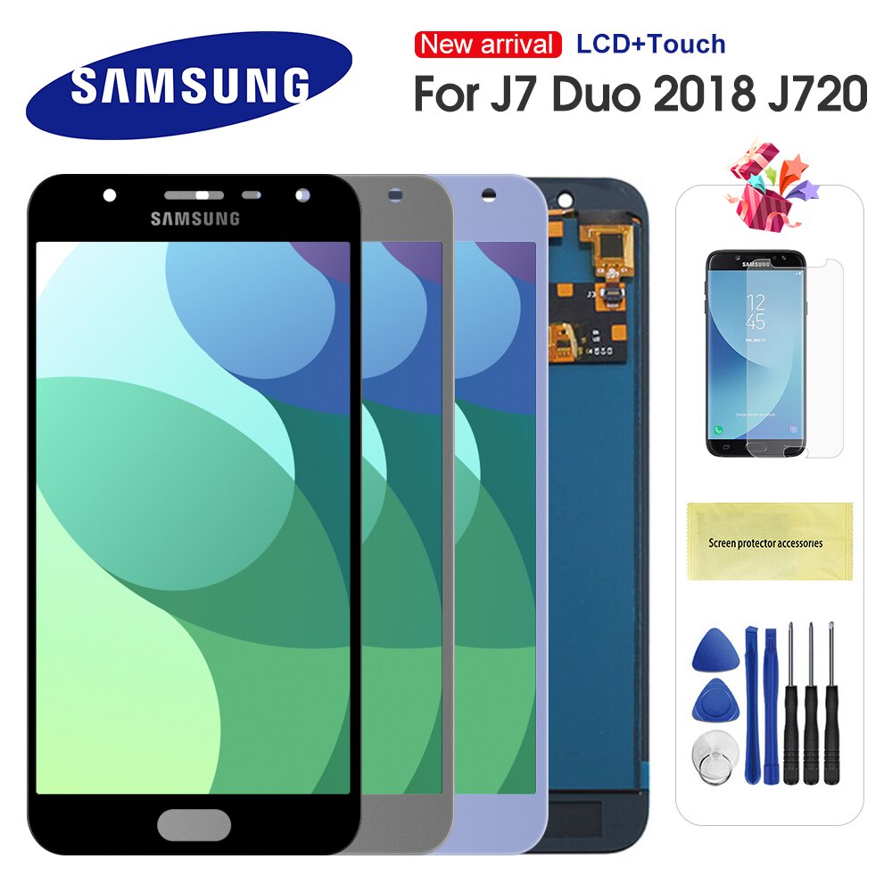 สําหรับ Samsung Galaxy J7 Duo J720 LCD J720F SM-J720F จอแสดงผล LCD Touch Screen Digitizer Assembly R