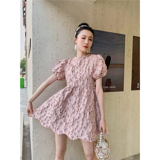 Dolly pink dress เดรสสั้น สไตล์เกาหลี เดรสเกาหลี เดรสทำงาน แฟชั่นผู้หญิง