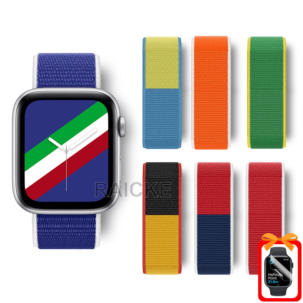 สายรัดไนลอนสร้อยข้อมือสําหรับ iWatch Series 9/8/7/6/SE/5/4/3 Ultra 2 45mm 41mm 49mm 44mm 40mm 42mm 38mm