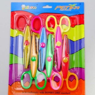 UPRIGHT_พร้อมส่ง  กรรไกร DIY ตัดกระดาษ  กรรไกรซิกแซกมี 6 ชิ้น 6แบบ