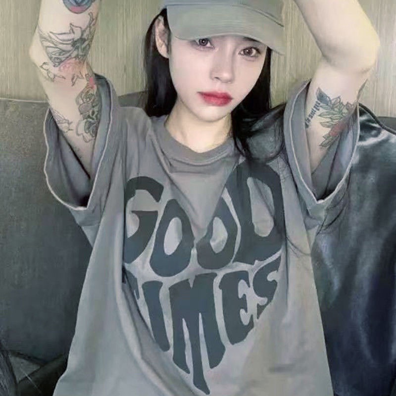 เสื้อแฟชั่นผู้หญิงน่ารัก oversize เสื้อผ้าวินเทจวัยรุ่น สกรีนลายหัวใจ เสื้อโอเวอร์ไซส์เกาหลี เสื้อยืดไม่ต้องรีด ไซส์ใหญ่ - รูปที่ 5