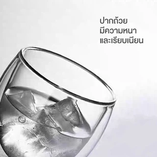 แก้วกาแฟ แก้วสองชั้น สำหรับใส่เครื่องดื่ม ทรงไข่ ทนความร้อน ถ้วยแก้วเครื่องดื่ม น้ำผลไม้ ค็อกเทล จับไม่ร้อน สไตล์ญี่ปุ่น