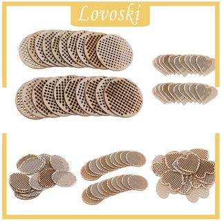 [LOVOSKI] 20 Pcs Natural Hollow Wooden Pendant For Counted Cross Stitch Jewelry Kit