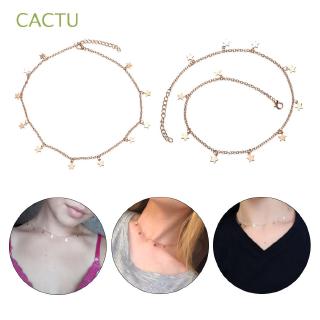 CACTU สร้อยคอโชกเกอร์แบบโซ่ เครื่องประดับแฟชั่นสตรี