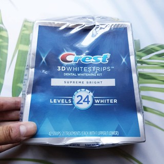 แผ่นฟอกฟันขาว Whitestrips Supreme Bright Teeth Whitening Kit, Levels 24 Whiter, 42 Strips 21 Treatments (Crest®)