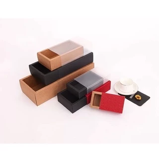 A042 พร้อมส่ง(ขายปลีก ขั้นต่ำ3ใบ) กล่องฝาพลาสติกขุ่น แบบกระดาษ ใส่ของขวัญ ของชำร่วย ของฝาก ขนม คุกกี้