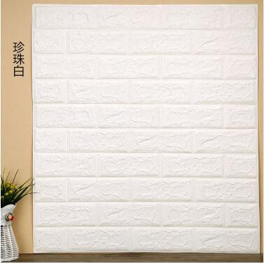 3D Embosed Room Wall ตกแต่งวอลล์เปเปอร์สติกเกอร์อิฐรุ่น 77x70 ซม. สีขาว cafe สติกเกอร์