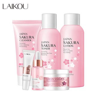 Laikou Sakura Skin Care คลีนซิ่งทําความสะอาดผิวหน้า 6ชิ้น  Cherry blossoms