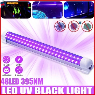 แถบไฟ LED UV 10W 48 ดวง อัลตราไวโอเลต USB ขนาดพกพา สีดํา สําหรับห้อง