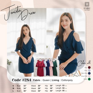 FABU  Jenista Dress 284 : เดรสเปิดไหล่แต่งระบายแขน