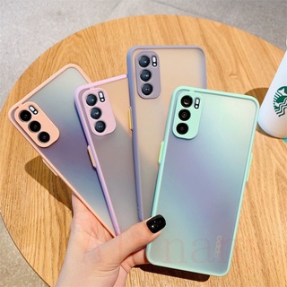 เคส OPPO Reno6 Z 5G Case Fashion Color Camera Protection Frame Anti-fall Phone Case OPPO Reno 6Z Reno6Z Back Cover Frosted Hard