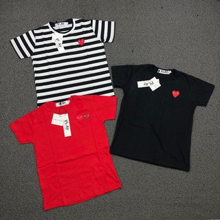 เสื้อยืด พิมพ์ลาย PLAY COMME DES GARCONS STRIPE สีดํา สีแดง พรีเมี่ยม ของแท้