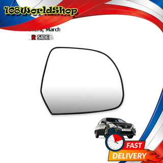 เนื้อเลนส์กระจก เลนส์กระจกมองข้าง ข้าง ขวา ใส่ Nissun March, Almera ปี 2012-2019 Right Wing Side Door Mirror Glass Len