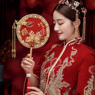🔥พร้อมส่ง🔥 พัดจีนวินเทจสีแดง พัดแดง ตกแต่งงานแต่ง สวยหรู เหมาะเป็นของขวัญ มี3แบบให้เลือกค่า