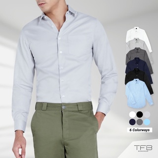 เสื้อเชิ้ตผู้ชาย แขนยาว สีเทาอ่อน TFB Workwear