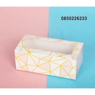 พร้อมส่งกล่องใส่ขนม 17.5*9*5ซม (10ใบ) กล่องใส่ขนมทรงยาว มีหน้าต่างพลาสติก กล่องคุกกี้ กล่องใส่บราวนี่ กล่องลิ้นชัก