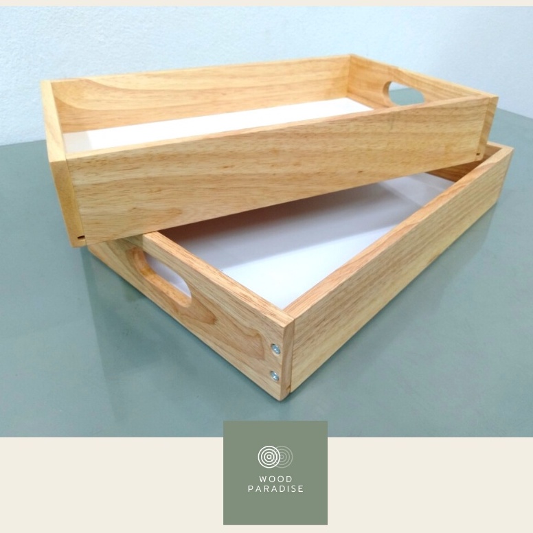 🔥🔥 (เลเซอร์ชื่อได้) Mini BOX tray Wood ถาดไม้ สไตล์มินิมอล  ทำสีแล้ว ใส่ A4 ได้ (กดได้ 3 ชิ้นต่อออเดอร์จ้า)