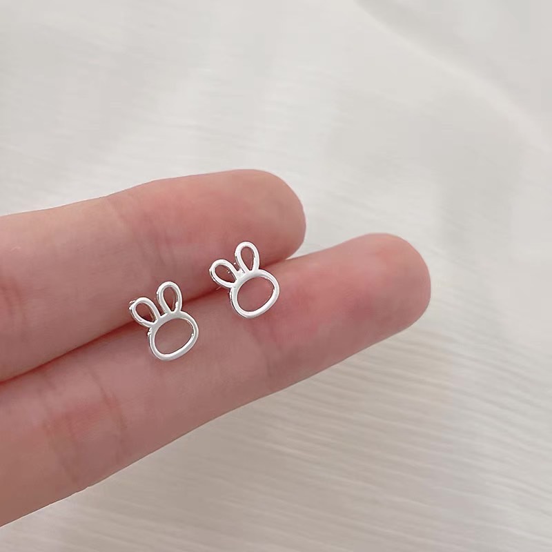 Suwann.na [ราคาต่อคู่] ต่างหู ต่างหูเงินแท้ ต่างหูกระต่าย