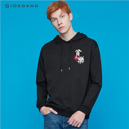 GIORDANO MEN Printed graphic crewneck long-sleeve hoodie 91099613