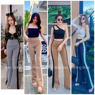 Twotone กางเกงขาม้าทูโทนแต่งแถบข้างอำพรางหุ่น พร้อมส่งครบไซต์