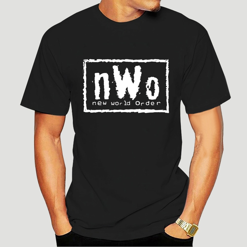 เสื้อยืดผู้ เสื้อยืดผ้าฝ้าย แขนสั้น พิมพ์ลาย World Order Nwo Wrestling Hulk Hogan Scott Hall Kevin N