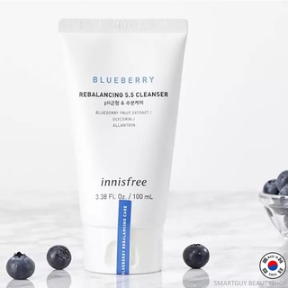 Innisfree Blueberry rebalancing 5.5 cleanser 100ml คลีนซิ่งโฟมล้างทำความสะอาดผิวหน้าสูตรสารสกัดบลูเบอรี่จากเกาหลี