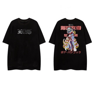 One Piece อะนิเมะเสื้อ Boa Hancock พิมพ์การออกแบบใหม่ผ้าฝ้ายหลวมสบาย ๆ Unisex เสื้อยืดขนาดใหญ่ GUq