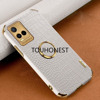 เคส Vivo V21 เคส Vivo Y21 Y21S เคส Vivo Y32 เคส Vivo Y21A Y21E เคส Vivo Y21T Case Vivo Y33S Y33T Case Vivo V21E Case Vivo Y73 Crocodile Pattern Leather Ring Phone Case โทรศัพท์มือถือหนังนิ่ม ลายหนังจระเข้ พร้อมแหวนนิ้ว สําหรับ