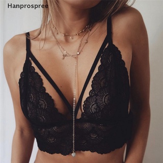 Hanprospree&gt; เสื้อครอปท็อป บราเล็ตต์ ลูกไม้ สําหรับผู้หญิง