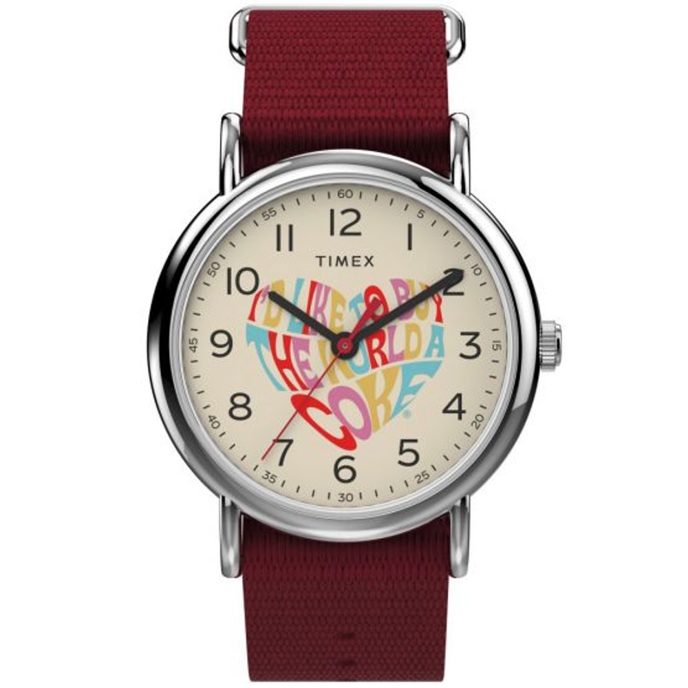 Timex TW2V29900 W21 WEEKENDERXCOCACOLA RED นาฬิกาข้อมือผู้หญิง หน้าปัด 38 มม.