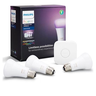 [พร้อมส่ง] HomeDoDee ชุดหลอดไฟเปลี่ยนสีอัจฉริยะ PHILIPS HUE STARTER KIT แพ็ค 3 ชิ้น หลอดไฟ LED