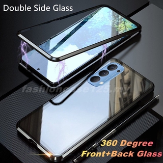 เคสกระจกแม่เหล็ก OPPO Reno 5 5g Reno 5 Pro Magnetic Case double-sided Tempered Glass Case for Reno5 4G Metal Bumper Case Magnet Metal Flip Cover Hard Front And Back 360 Protection Casing