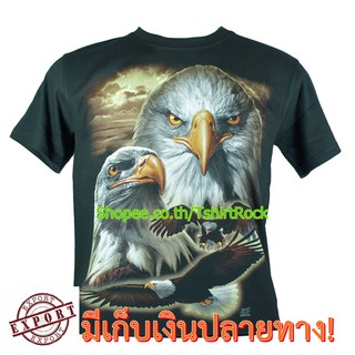 เสื้อลาย อินทรีย์ เสื้อยืดสีดำ สกรีนหน้าหลัง ไซร์ยุโรป