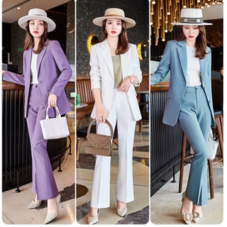 ชุดสูท#สูทผู้หญิง สูทชุด สไตล์เกาหลี OL suit Blazer+Pants