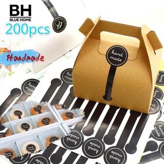 💐พร้อมส่ง💐สติกเกอร์ซีลขวดพุดดิ้ง แบบยาว แฮนด์เมด สีดํา 200 ชิ้น ต่อแพ็ค💐ซื้อกลุ่ม💐
