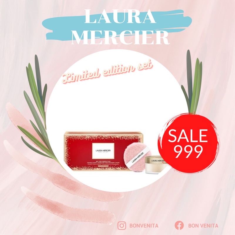 Laura Mercier แป้ง Set For Perfection Translucent Loose Setting Powder & Puff Translucent สคบ.