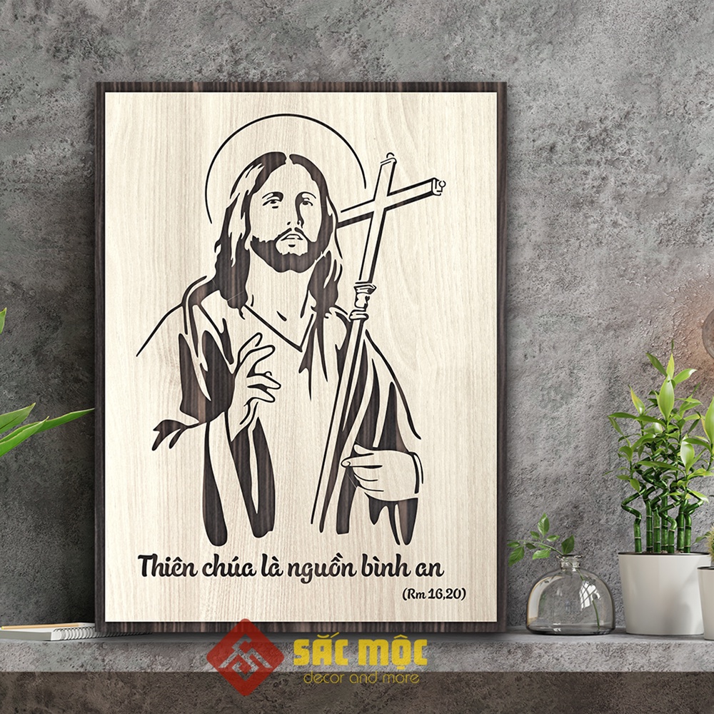 ภาพวาดไม้คาทอลิก TCG03: God is the Source of Peace 20x27cm | 30x40ซม | 40x55ซม | 50x70 ซม