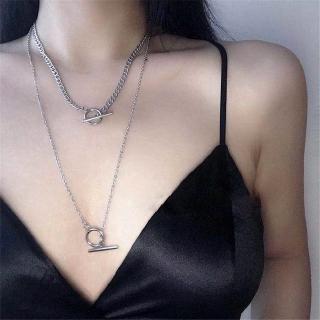 [COD] Crossbar Circle OT Buckle Chain Thick Chain Necklace Korea New Fashion Accessory