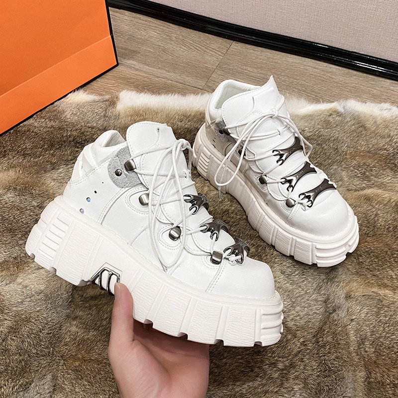 Punk Style Women Sneakers Lace-up 6CM Platform Shoes Woman Creepers ...
