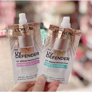 {1ซอง} LOREAL UV DEFENDER uv serum protector spf50+pa+++5.5ml