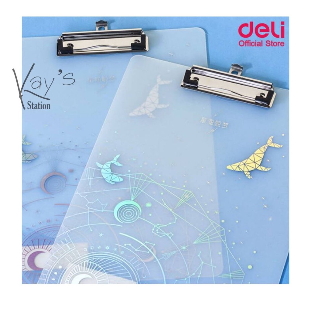 Deli กระดานคลิปบอร์ดแฟนซีแนวตั้ง คละลาย 1 ชิ้น A4 Clip Board 72603