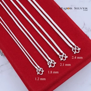 สร้อยคอเงินแท้92.5% ลายสี่เสาสี่เหลี่ยม ยาว14 ถึง 30 นิ้ว ตะขอตัวเอ็ม : สร้อยคอ ชุดสี่เสาสี่เหลี่ยม