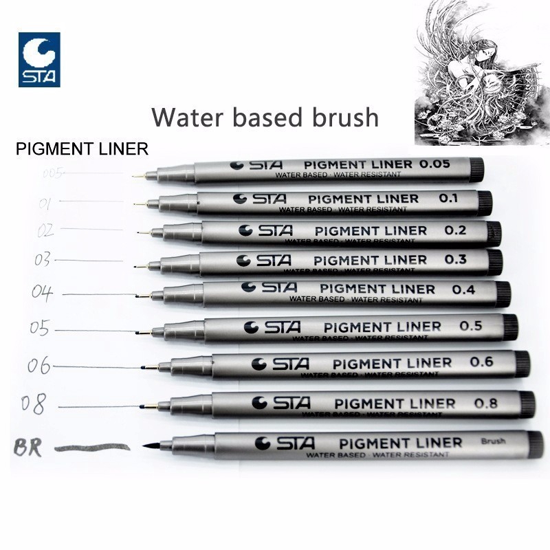 ปากกาไมครอนกันน้ํา Fade Proof Tip Fine Liner สีดํา Sketch STA Marker ปากกาโรงเรียนเครื่องเขียนสํานักงาน