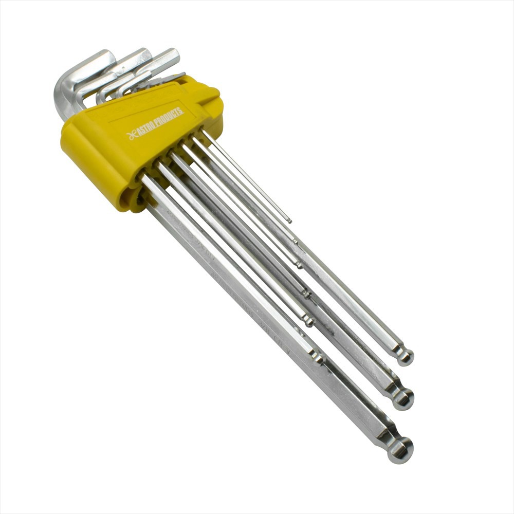 Astro Products ประแจ HEX นิ้ว EX Long / Inch Ball Hex Key 9pc 1/16-3/8 CRV