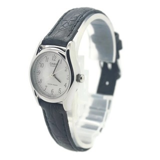 Casio นาฬิกา ผู้หญิงและเด็ก สายหนังดำ ทรงกลม หน้าปัดขาว ระบบเข็ม - CSL0011